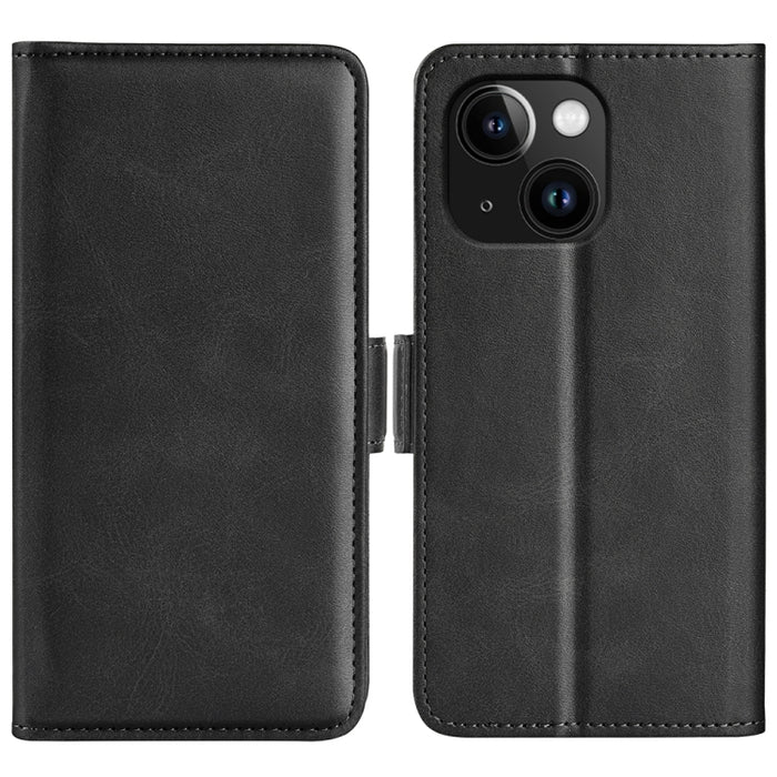 Estuche para teléfono de cuero con tapa horizontal y hebilla magnética de doble cara
