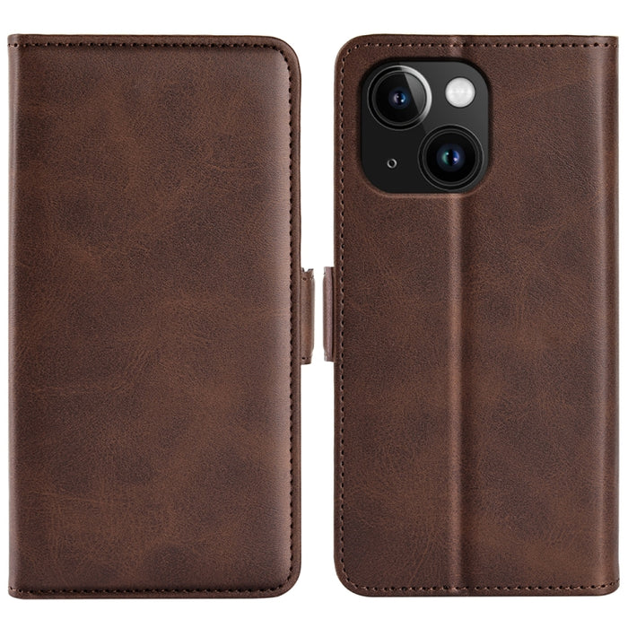 Estuche para teléfono de cuero con tapa horizontal y hebilla magnética de doble cara