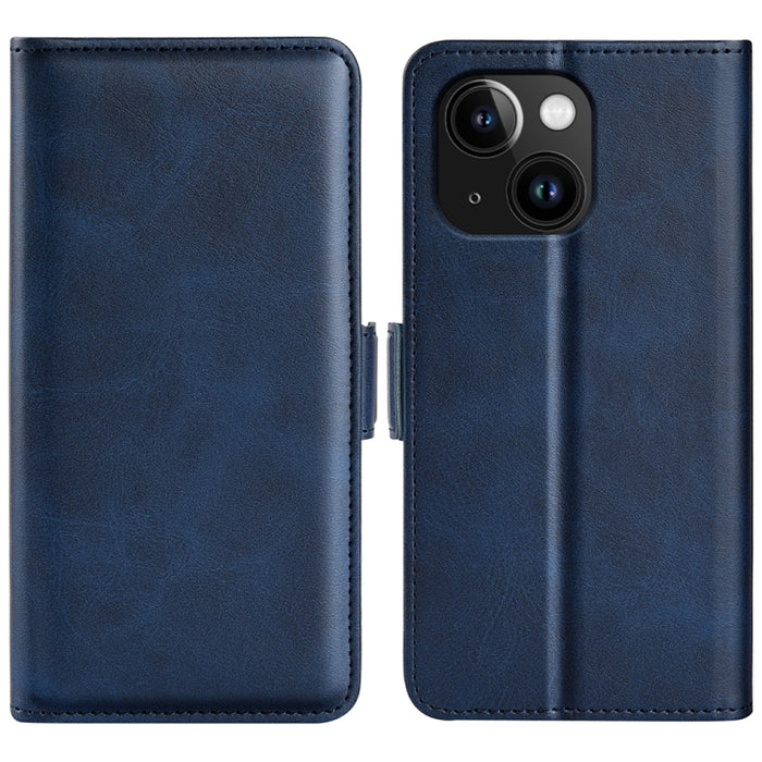 Estuche para teléfono de cuero con tapa horizontal y hebilla magnética de doble cara