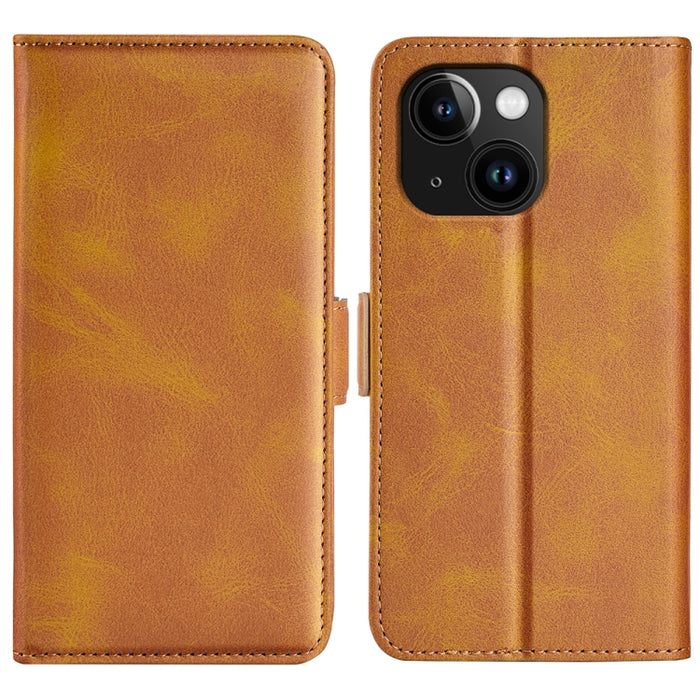 Estuche para teléfono de cuero con tapa horizontal y hebilla magnética de doble cara