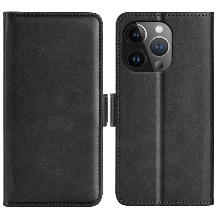 Estuche para teléfono de cuero con tapa horizontal y hebilla magnética de doble cara