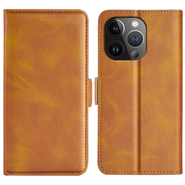 Estuche para teléfono de cuero con tapa horizontal y hebilla magnética de doble cara