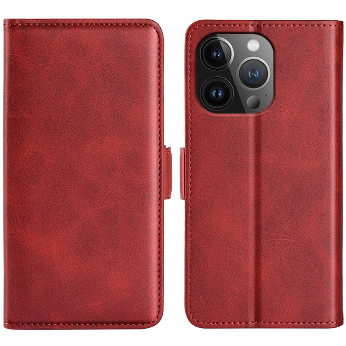 Estuche para teléfono de cuero con tapa horizontal y hebilla magnética de doble cara