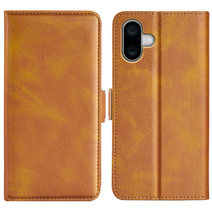 Estuche para teléfono de cuero con tapa horizontal y hebilla magnética de doble cara