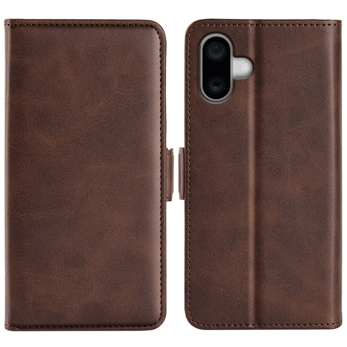 Estuche para teléfono de cuero con tapa horizontal y hebilla magnética de doble cara