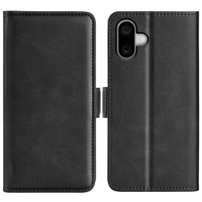 Estuche para teléfono de cuero con tapa horizontal y hebilla magnética de doble cara