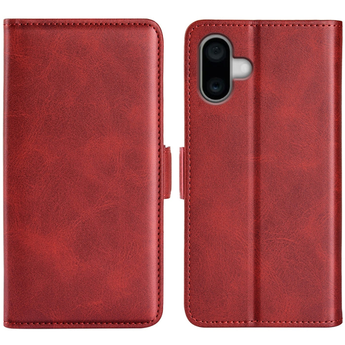 Estuche para teléfono de cuero con tapa horizontal y hebilla magnética de doble cara