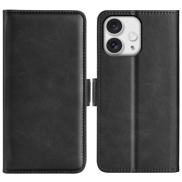 Estuche para teléfono de cuero con tapa horizontal y hebilla magnética de doble cara