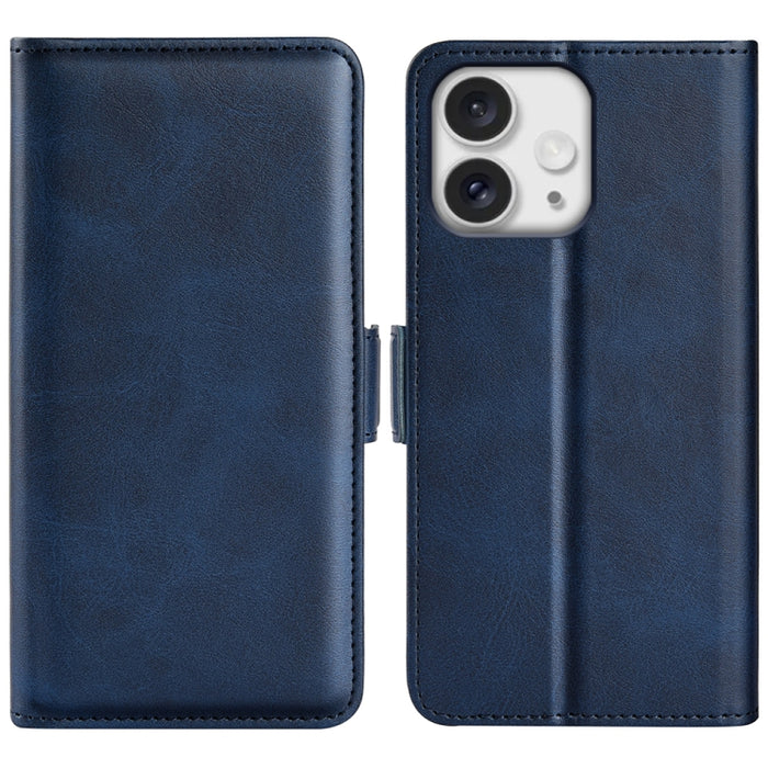 Estuche para teléfono de cuero con tapa horizontal y hebilla magnética de doble cara