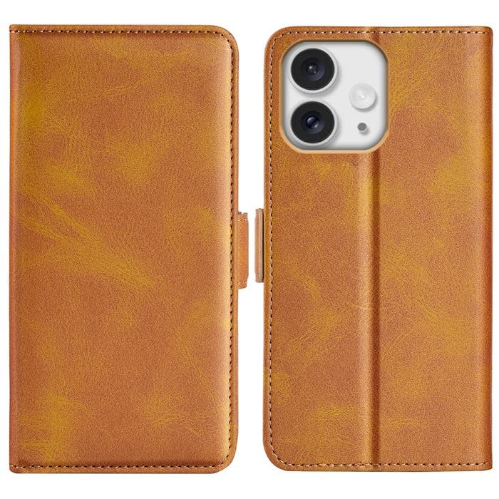 Estuche para teléfono de cuero con tapa horizontal y hebilla magnética de doble cara