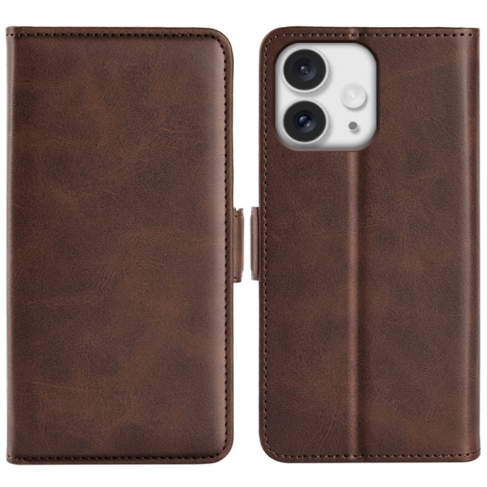Estuche para teléfono de cuero con tapa horizontal y hebilla magnética de doble cara
