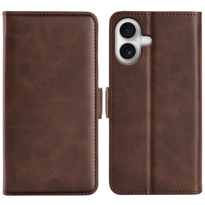 Estuche para teléfono de cuero con tapa horizontal y hebilla magnética de doble cara