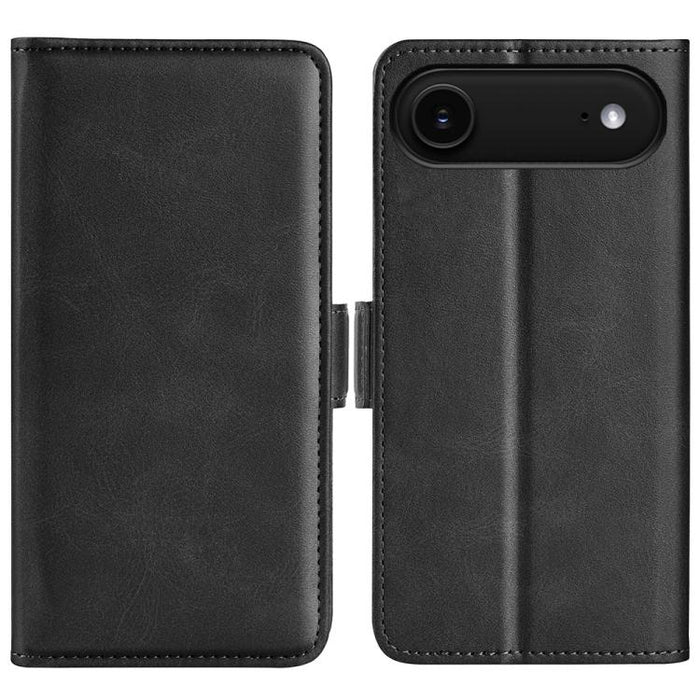 Estuche para teléfono de cuero con tapa horizontal y hebilla magnética de doble cara