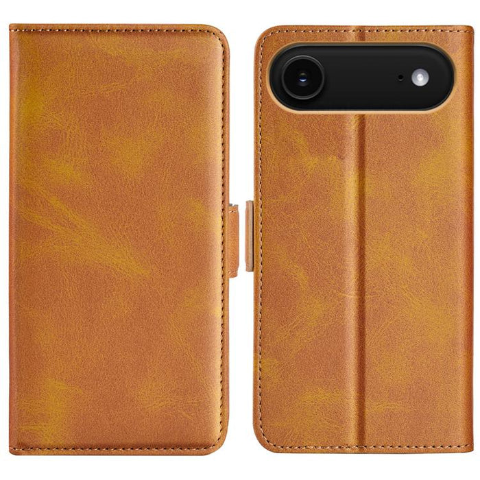 Estuche para teléfono de cuero con tapa horizontal y hebilla magnética de doble cara