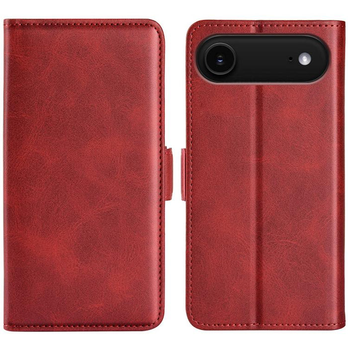 Estuche para teléfono de cuero con tapa horizontal y hebilla magnética de doble cara