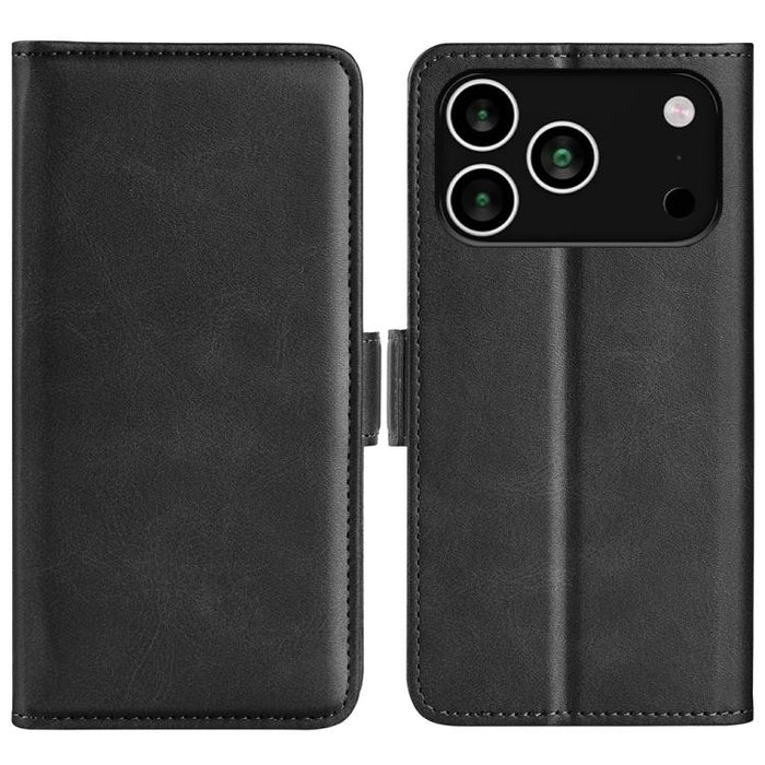 Estuche para teléfono de cuero con tapa horizontal y hebilla magnética de doble cara