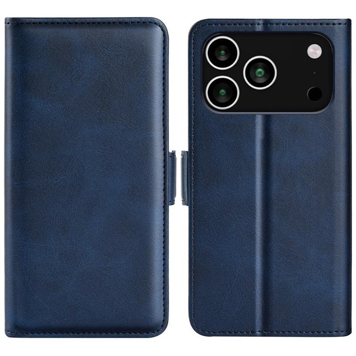 Estuche para teléfono de cuero con tapa horizontal y hebilla magnética de doble cara