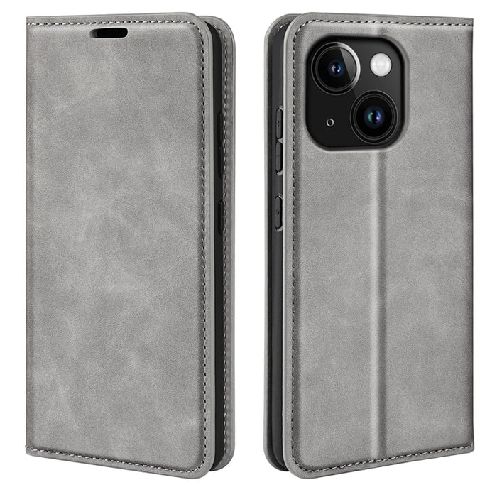 Estuche para teléfono de cuero con succión magnética de piel retro