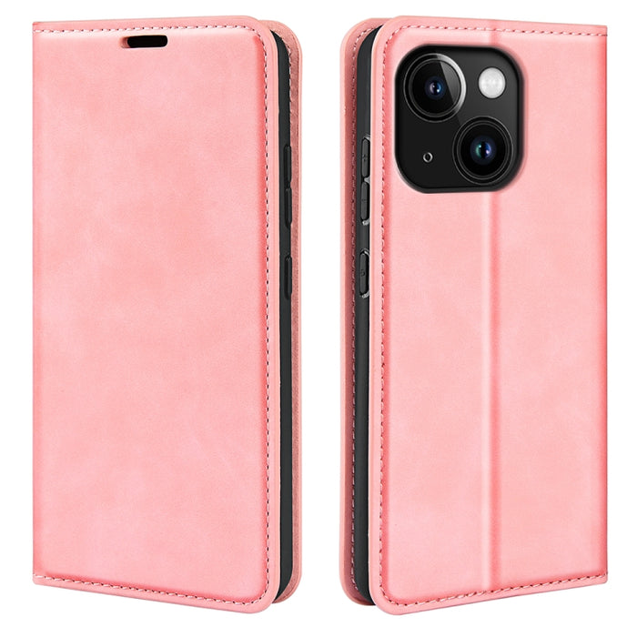 Estuche para teléfono de cuero con succión magnética de piel retro
