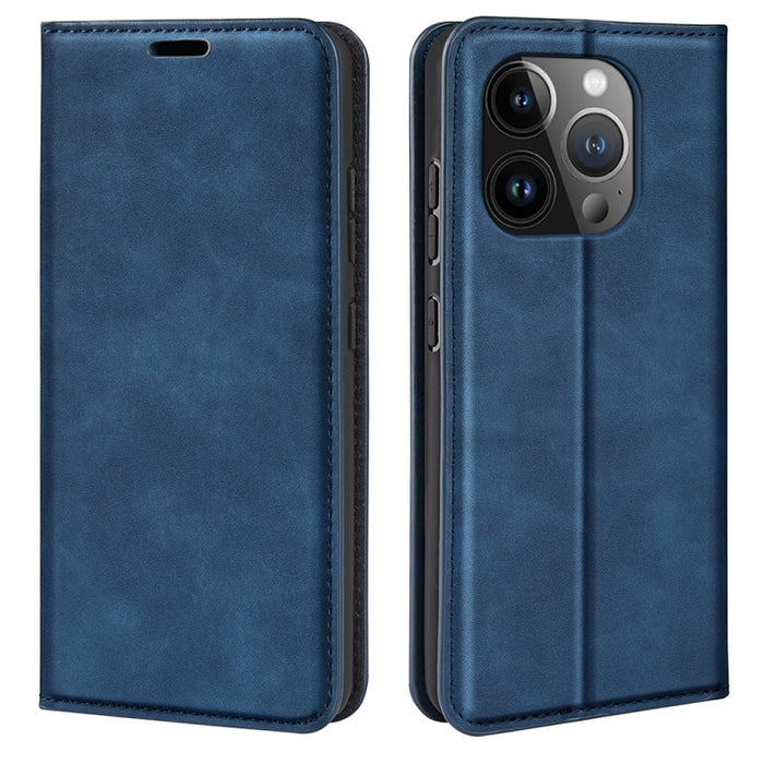 Estuche para teléfono de cuero con succión magnética de piel retro