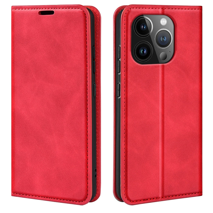 Estuche para teléfono de cuero con succión magnética de piel retro
