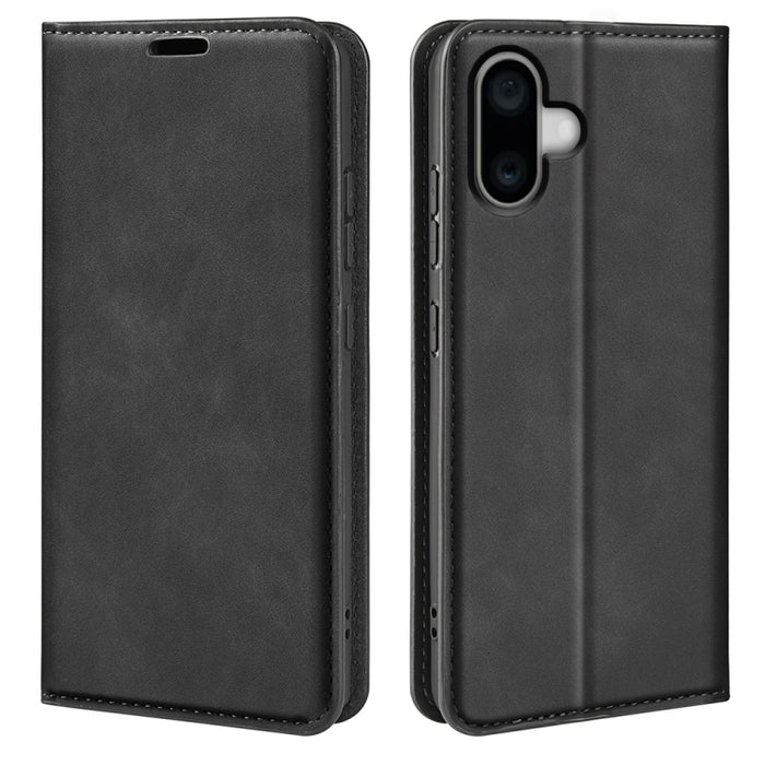 Estuche para teléfono de cuero con succión magnética de piel retro
