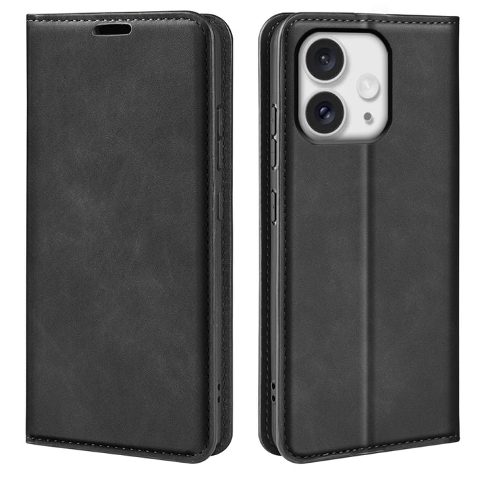 Estuche para teléfono de cuero con succión magnética de piel retro