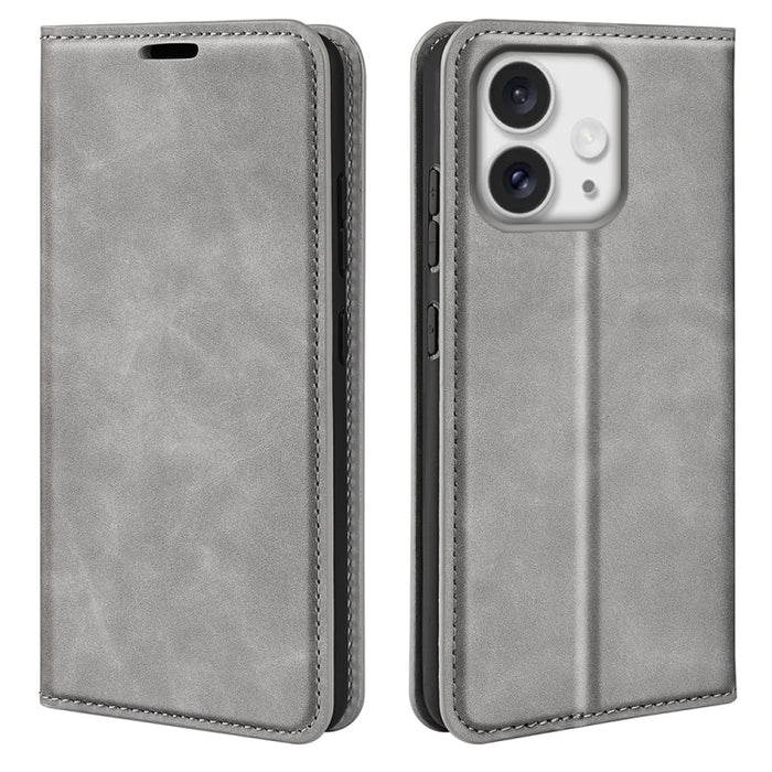 Estuche para teléfono de cuero con succión magnética de piel retro