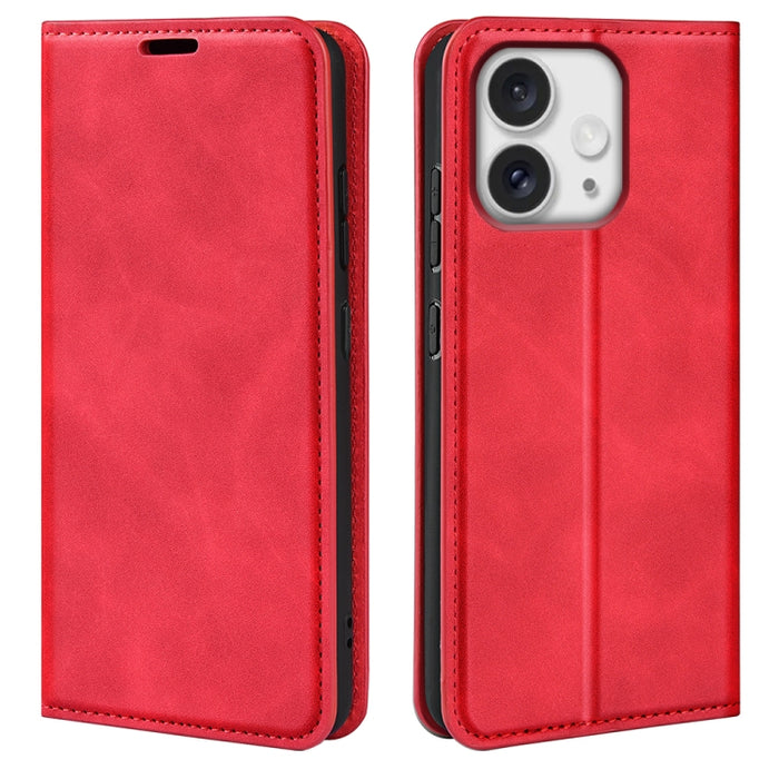 Estuche para teléfono de cuero con succión magnética de piel retro