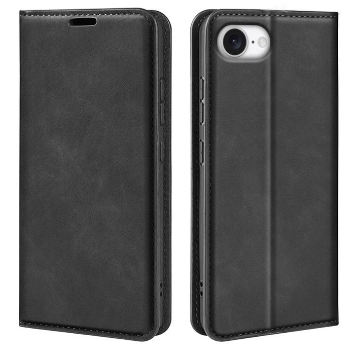 Estuche para teléfono de cuero con succión magnética de piel retro