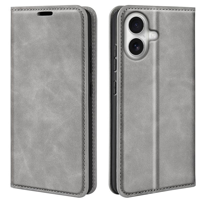 Estuche para teléfono de cuero con succión magnética de piel retro