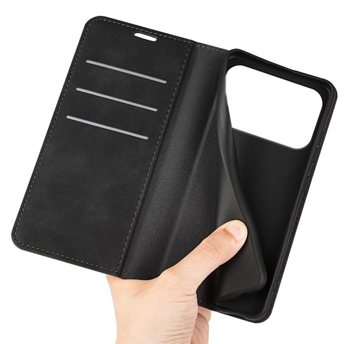 Estuche para teléfono de cuero con succión magnética de piel retro