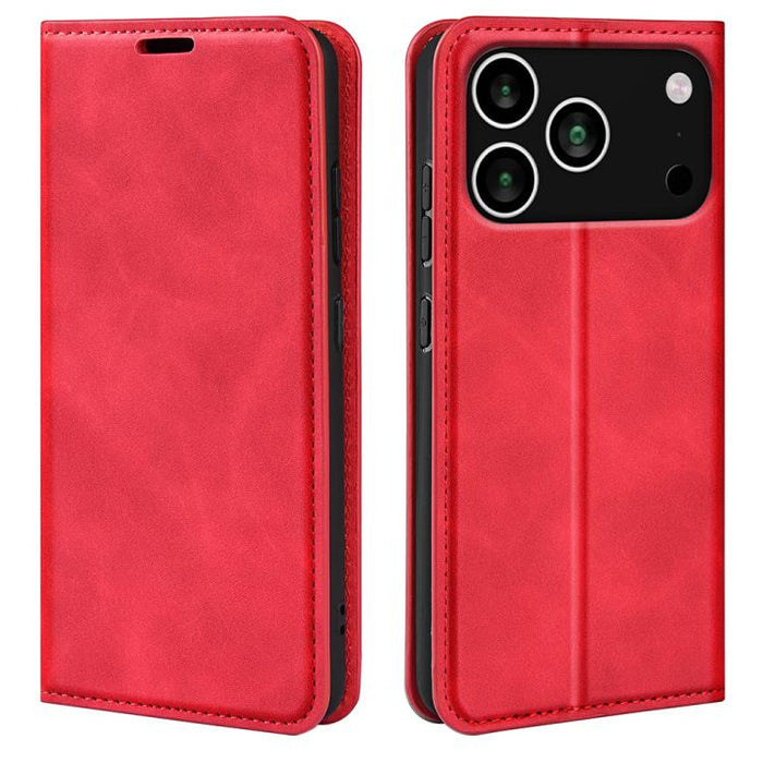 Estuche para teléfono de cuero con succión magnética de piel retro