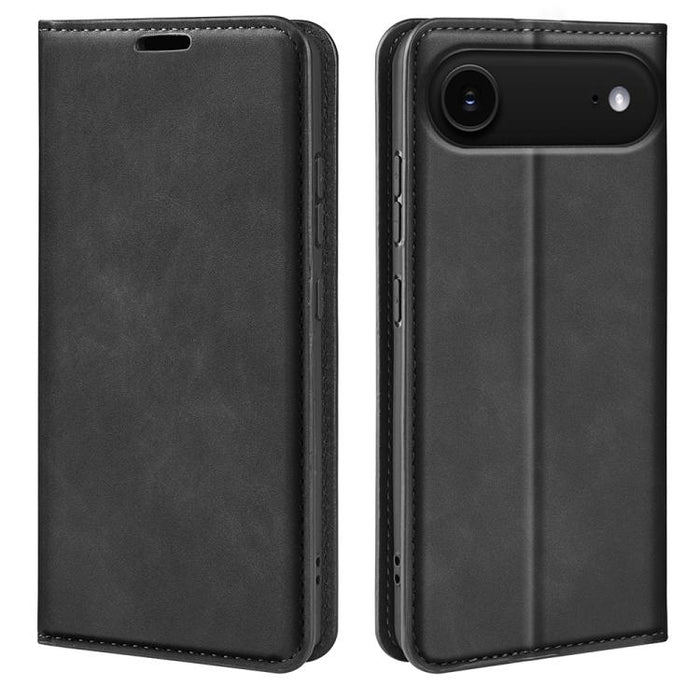 Estuche para teléfono de cuero con succión magnética de piel retro