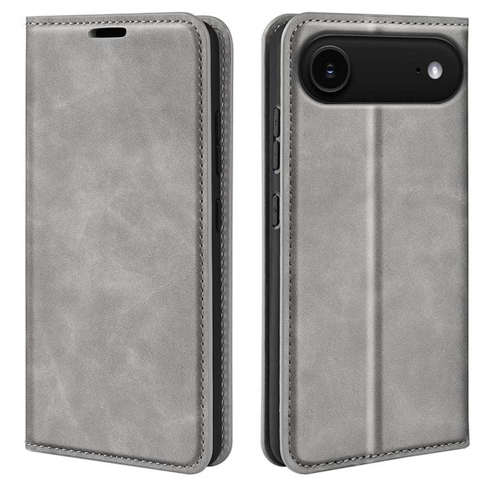 Estuche para teléfono de cuero con succión magnética de piel retro