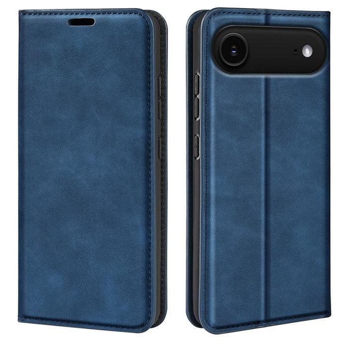 Estuche para teléfono de cuero con succión magnética de piel retro