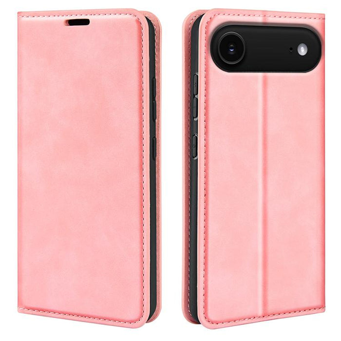 Estuche para teléfono de cuero con succión magnética de piel retro