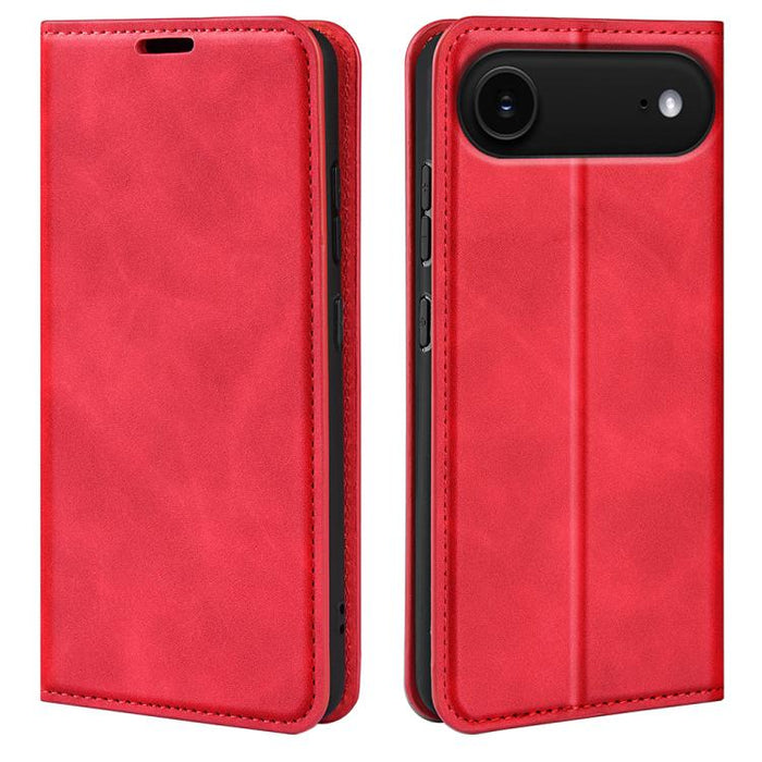 Estuche para teléfono de cuero con succión magnética de piel retro