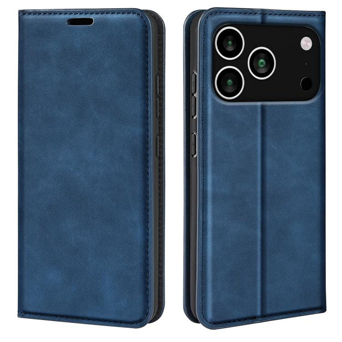Estuche para teléfono de cuero con succión magnética de piel retro