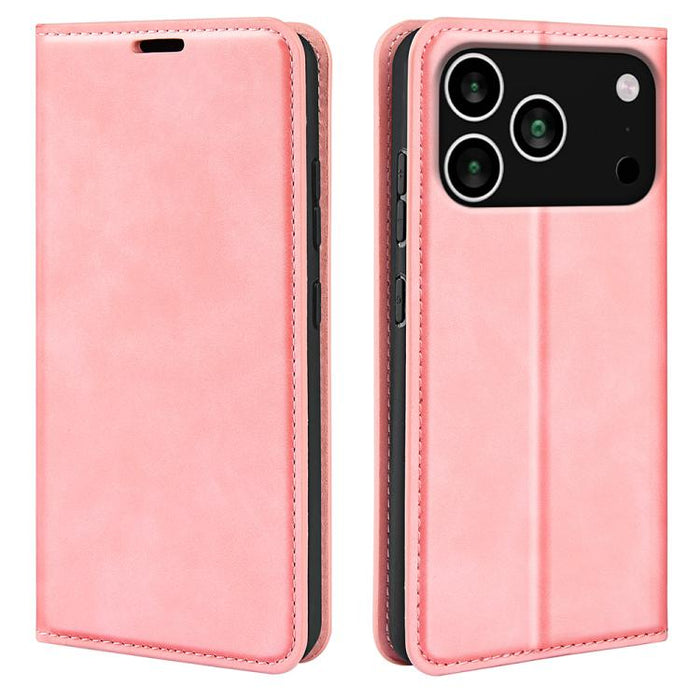 Estuche para teléfono de cuero con succión magnética de piel retro
