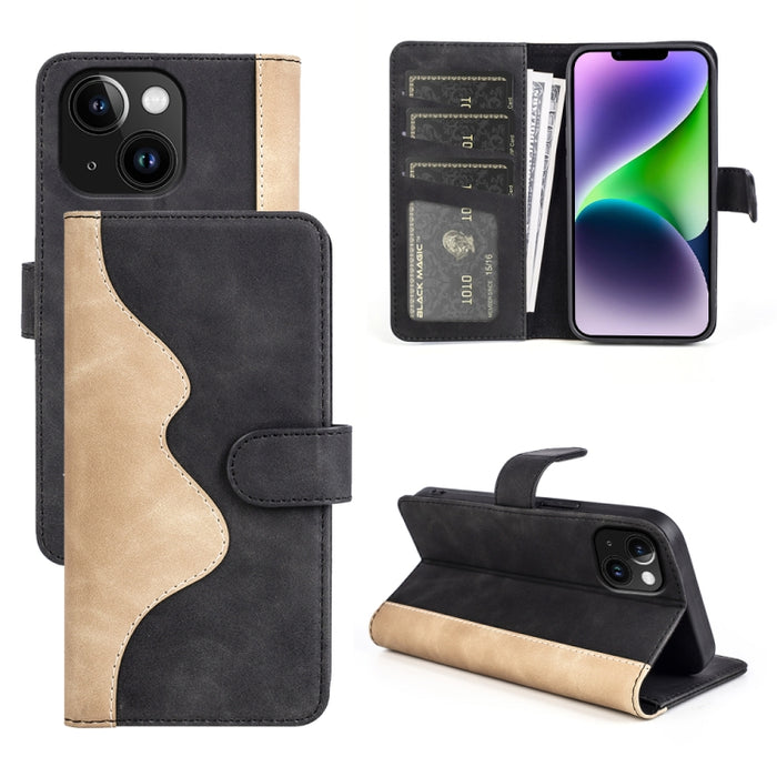 Funda de cuero para teléfono con tapa horizontal y costuras