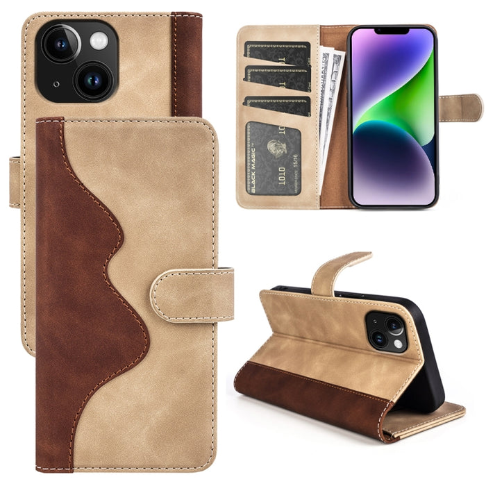 Funda de cuero para teléfono con tapa horizontal y costuras