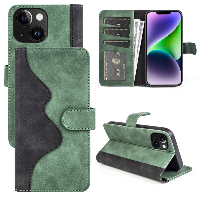 Funda de cuero para teléfono con tapa horizontal y costuras