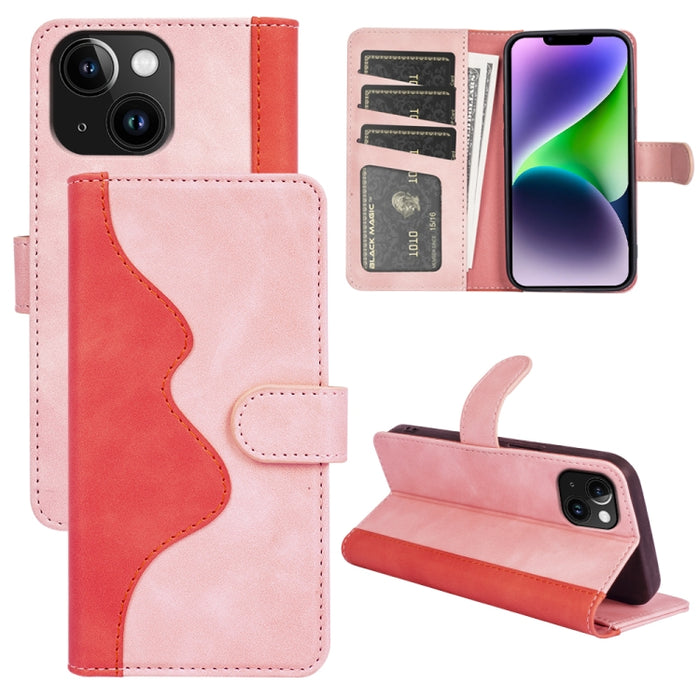 Funda de cuero para teléfono con tapa horizontal y costuras