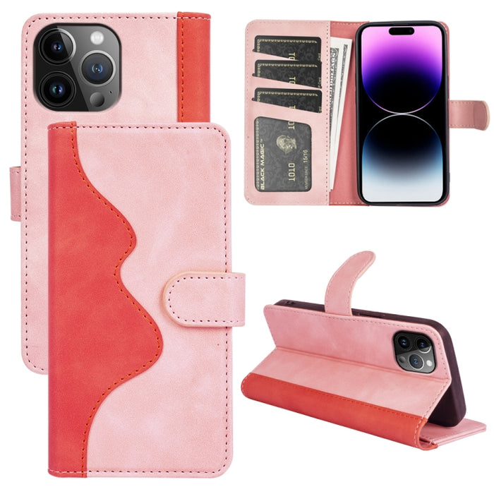 Funda de cuero para teléfono con tapa horizontal y costuras