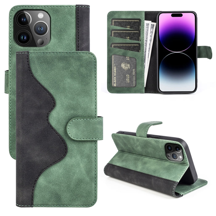 Funda de cuero para teléfono con tapa horizontal y costuras