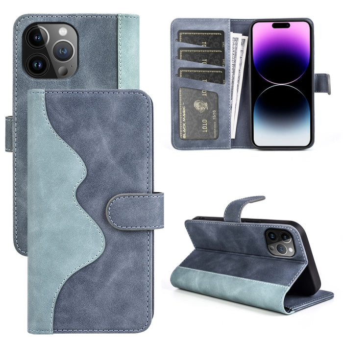 Funda de cuero para teléfono con tapa horizontal y costuras