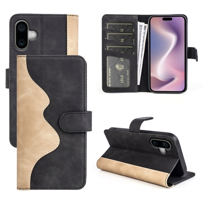 Funda de cuero para teléfono con tapa horizontal y costuras
