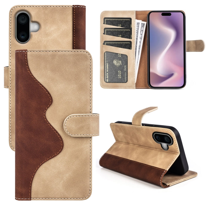 Funda de cuero para teléfono con tapa horizontal y costuras