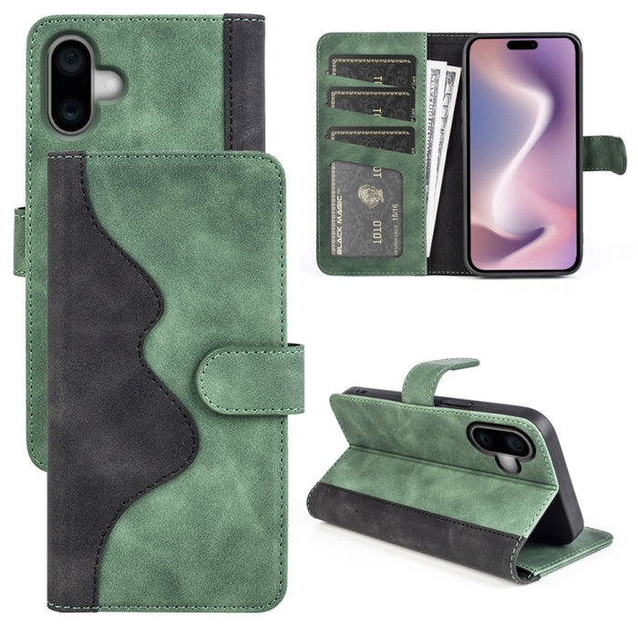 Funda de cuero para teléfono con tapa horizontal y costuras